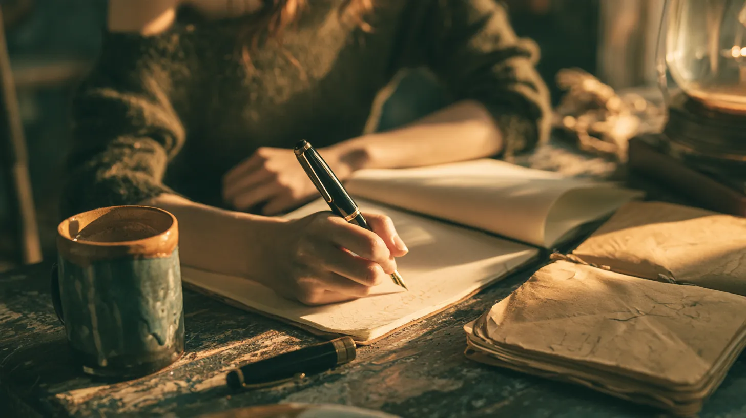 American writer drafting a possible loan guide at a sunlit desk